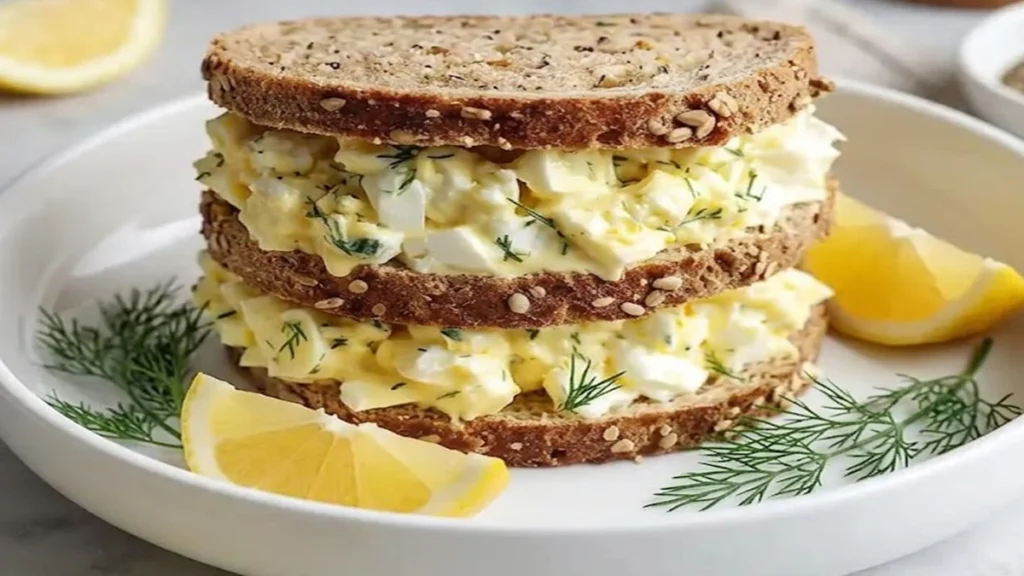 Best Cottage Cheese Egg Salad Sandwich made with creamy egg salad, fresh herbs, and whole grain bread for a high-protein healthy lunch.
