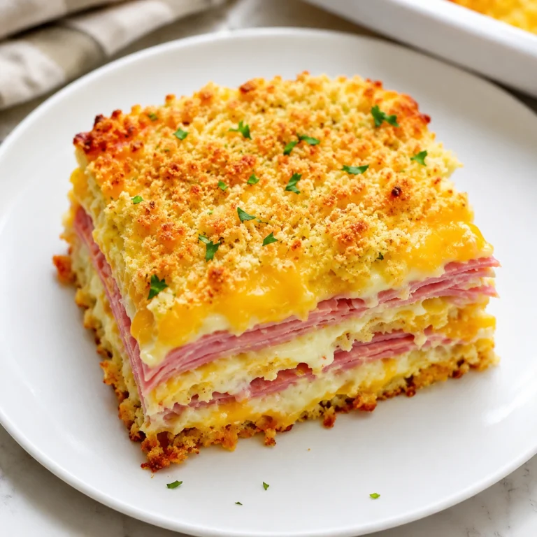Easy Keto Reuben Casserole served on a white plate with layers of corned beef, melted cheese, creamy sauce, and a golden crispy topping, perfect for a low-carb family dinner.